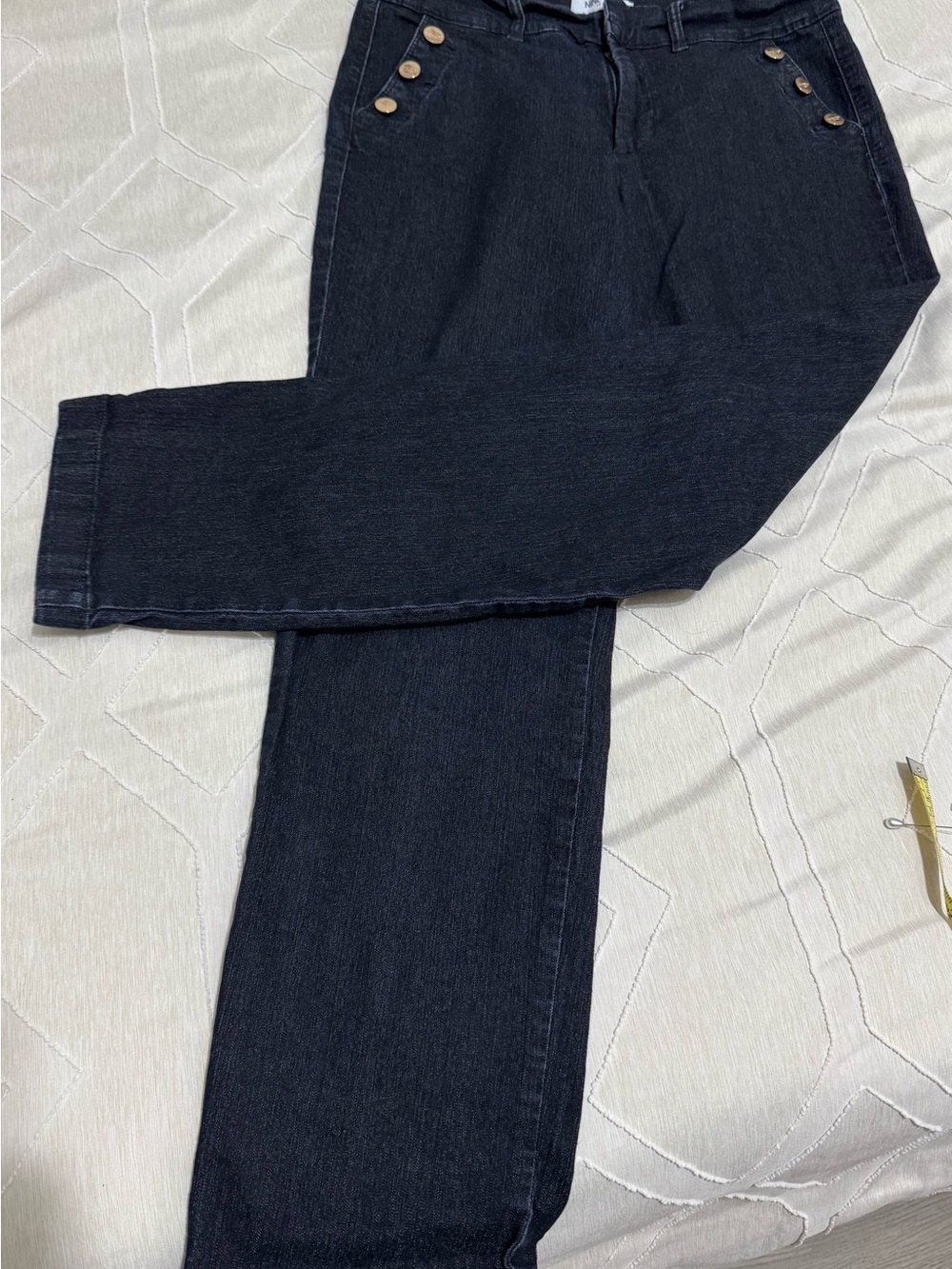 Nine West Black Cropped Ankle Jeans with Metal Button Details